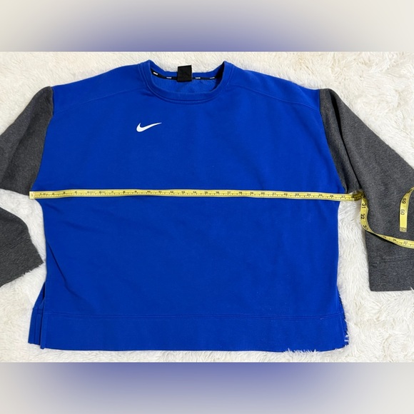 Nike Unisex Blue Crewneck Sweatshirt XXL Colorblock Gray Sleeves Athletic Look - Picture 7 of 12